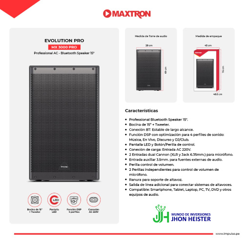 Parlante Semi-Profesional 15" Evolution Pro Max MX3000PRO - Imagen 4
