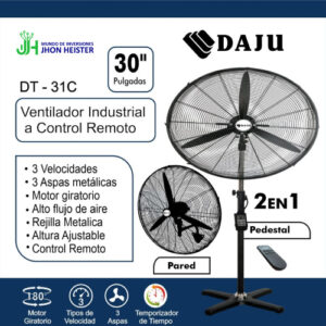 VENTILADOR INDUSTRIAL 30' DAJU DT-31C CON CONTROL REMOTO 230W 2 EN 1
